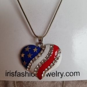 Patriotic heart necklace set